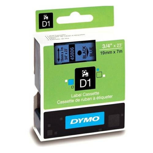 Dymo Etiketti musta / sininen (45806 / S0720860), 19mm, laminated