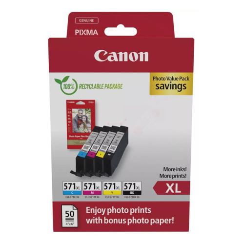 Canon Mustepatruuna / Valokuvapaperi musta / syani / magenta / keltainen (0332C005 / CLI571XL) (multipack, korkea kapasiteetti)