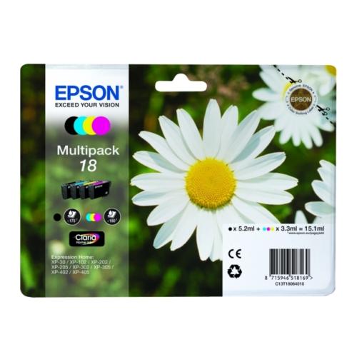 Epson Mustepatruuna musta / syani / magenta / keltainen (C13T18064012 / 18) (multipack)