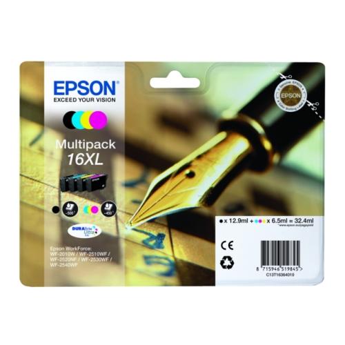 Epson Mustepatruuna musta / syani / magenta / keltainen (C13T16364012 / 16XL) (multipack, korkea kapasiteetti)