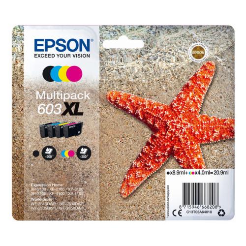 Epson Mustepatruuna musta / syani / magenta / keltainen (C13T03A64010 / 603XL) (multipack, korkea kapasiteetti)