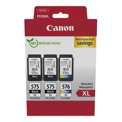 Canon Mustepatruuna musta / väri (5437C004 / PG575XL+CL576XL) (multipack, korkea kapasiteetti)